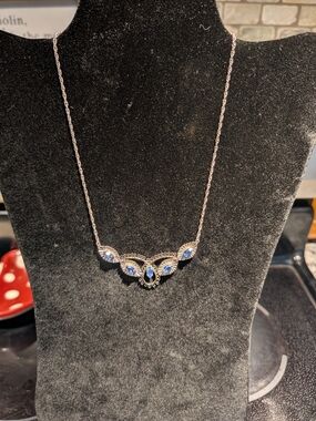Elegant Blue Crystal Marquise Necklace - Women Jewelry, Sterling Silver